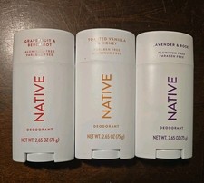 3 Pc Native Deodorant Grapefruit/Lavender Rose/Vanilla Honey 2.65 oz C028