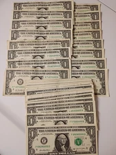  $1 Dollar Bill Lot-  All Serial #s end with 0000- Random Years**  51 Bills