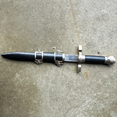 Stainless Steel Double-Edge Dagger, Hidden Tang, Black Plastic Handle