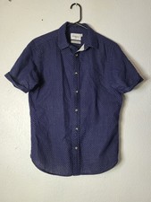 Goodfellow  Co Button Up Shirt Men's Small Navy Short Sleeve