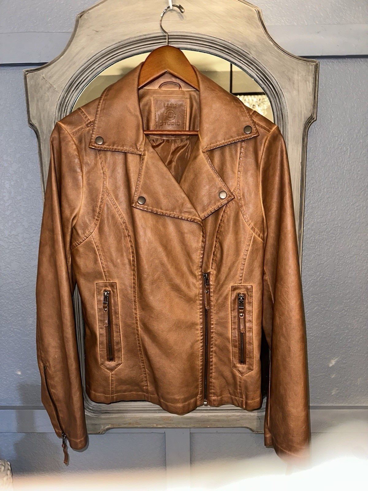 Max Studio Camel Colored Leather Jacket - image 1