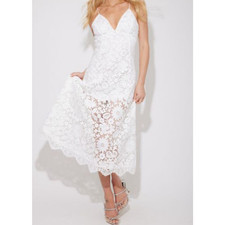 Generation Love Womens Rosie Dress Floral Lace Overlay V-Neck White Size M? NWOT