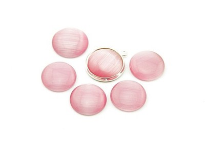 6 Cabochons 14 mm Cateye-Glas rosa