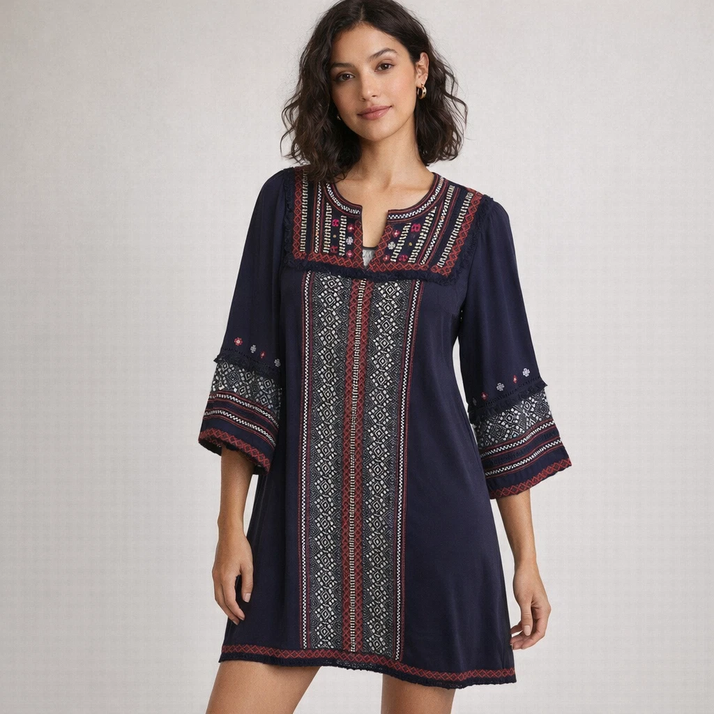Anthropologie Akemi + Kin Tessa Dress Womens Sz 8 Navy Embroided Boho Festival
Opens in a new window