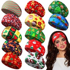 12 PCS Christmas Stretchy Headbands Hair Accessories NonSlip Head Wraps