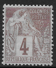 FRENCH COLONIES SCOTT 48 MH VF - 1881 4c CLARET/LAVENDER ISSUE - COMMERCE