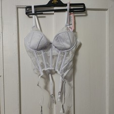Ann Summers Camellia Bridal Plung Basque Size 38c