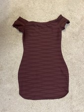 Windsor Women's Burgundy Off Shoulder Bodycon Mini Dress Short Sleeve M