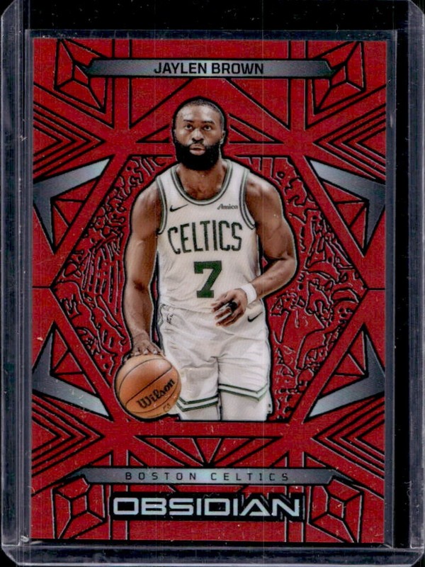 2024-25 Panini Obsidian Jaylen Brown Electric Etch Red Flood #25 Celtics