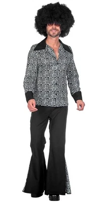 70005-WILBERS Disco Kostüm Herren 70er Jahre schwarz weiß KK