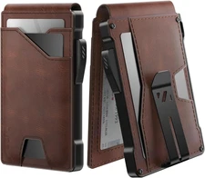 Tactical Wallet for Men Card Holder: Pop up Card Case, Genuine Leather, Smart, R