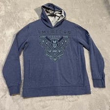 American Fighter Hoodie Mens Small Blue Pullover Graphic Sweatshirt Athletic