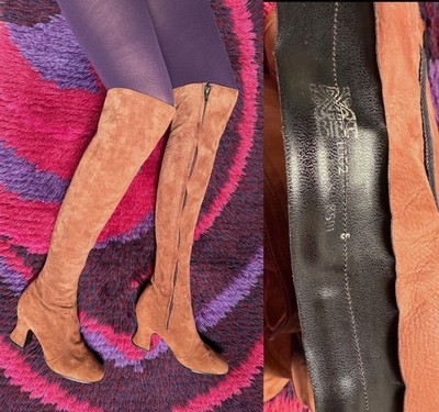 Vtg 60s 70s US 7 7.5 UK 5 BIBA MUSEUM Quality MOD Gogo Carnaby CARAMEL OTK Boots