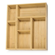 5 Pack Bamboo Drawer Organizer Set, Multi-Use Junk Drawer Organizer for Bathr...