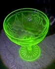 Set of 3 Hocking Cameo Ballerina Green Uranium Depression Glass Sherbet Cups