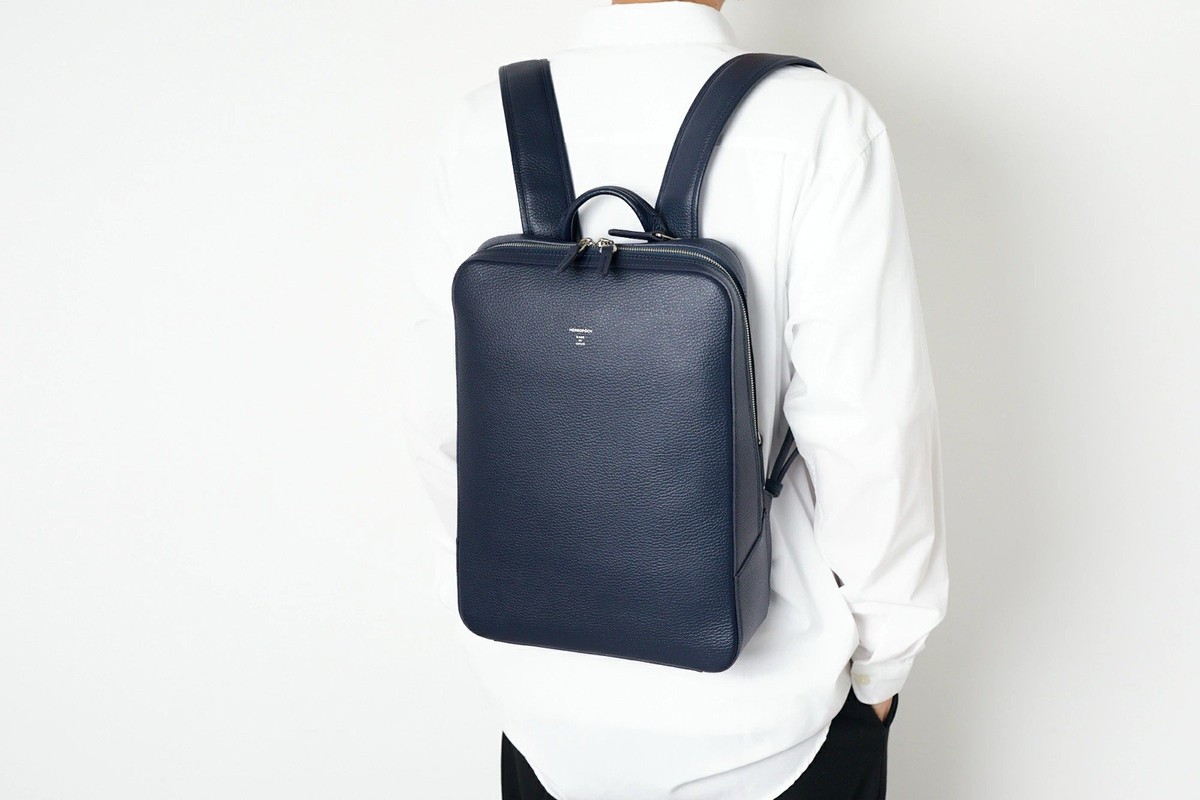 HERGOPOCH Slim Leather Backpack – Embossed Leather, A4/14” PC