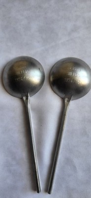2x seltene Vintage Zinnlöffel  Berlin Hilton 1974/75  Schnapslöffel Sammlerstück