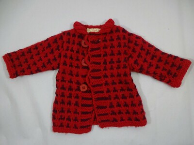 c1950s Hand Made Knitted Yarn Doll Sweater With Label Marie Ick Boone IA