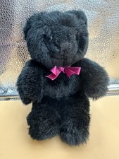 Vintage Russ Berrie "Blacky" Plush Collectible Bear Pink Ribbon Ltd Washable
