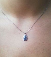 COLLANA A BEBE' LISCIA CON ZIRCONE E CATENINA A 45 CM IN ARGENTO 925 RODIATA 3M