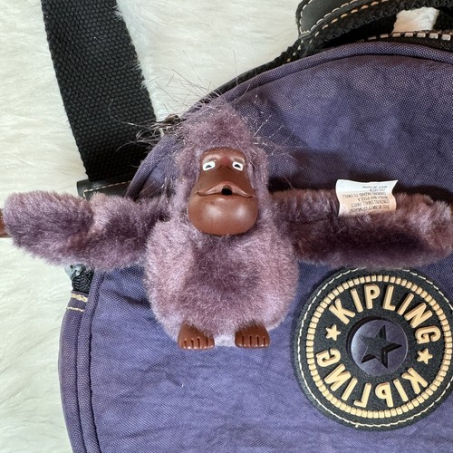 KIPLING Purple Black Nylon Small Circle Backpack With Monkey Keychain 9” RARE - Picture 4 of 6