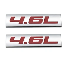 2x Chrome Red 4.6L Emblem 4.6 Logo Car Side Badge Metal Sticker Sport Turbo