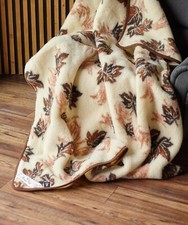 Merino Wool Blanket Throw NATURAL check fleece blanket woolen blanket WOOLMARK