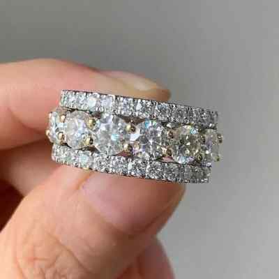 Eternity Band Engagement Ring 2.50 Ct Lab Created Diamond 14k White Gold Plated