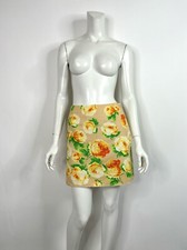 Vtg VERSUS BY GIANNI VERSACE BEIGE FLORAL PRINT SKIRT 42 M