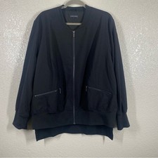 Universal Standard Women's Size 22-24 Black Wool Barra Suiting Bomber Jacket