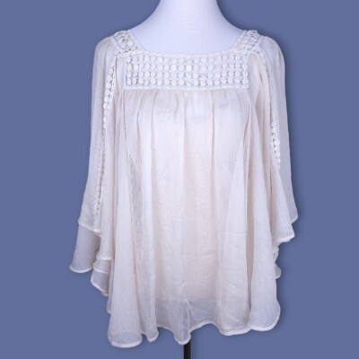 DANIEL RAINN Flowy Boho Chic Crochet Tunic Top Blouse Size Medium