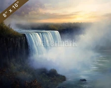 Niagara Falls with early morning mist oil painting 8x10 Print