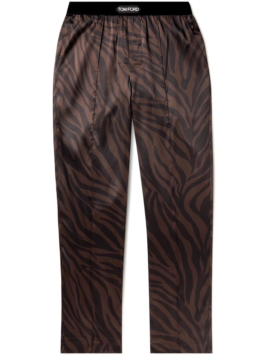 パンツ TOM FORD ZEBRA PANTS TOM FORD zebra-print Silk Trousers | Black | FARFETCH