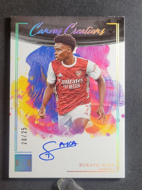 2020-21 Panini Impeccable PL Soccer Canvas Creations Silver Bukayo Saka AUTO /25