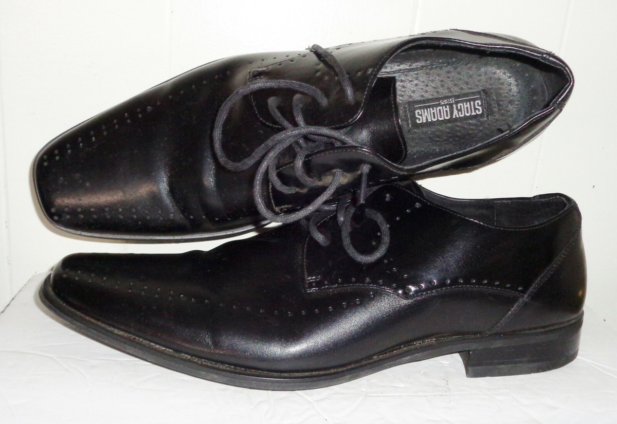 VINTAGE MENS STACY ADAMS SHOES SIZE 9 M BLACK DESIGN NR