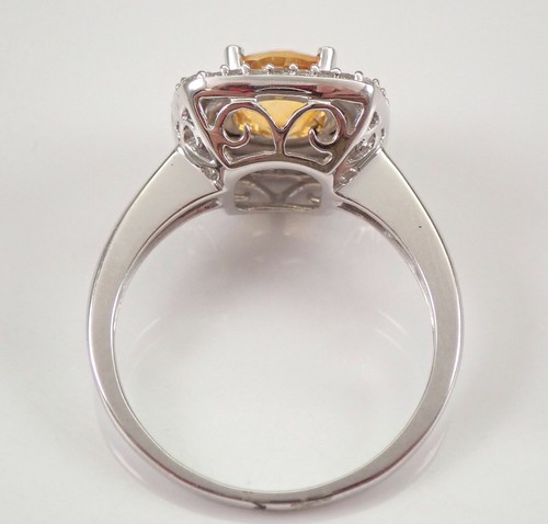 14K White Gold Citrine and Diamond Halo Engagement Ring Size 7.25 November Gem - Picture 6 of 7