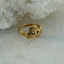 14K Yellow Gold Claddagh Ring, size 6.5