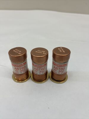 3-Pack Class T Fuse, Ferraz Shawmut, 60 Amp, 600 VAC, 300 VDC (A6T60)