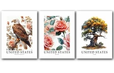 United States National Symbols, Set of 3 Poster Prints, Wall Art Décor, Unframed