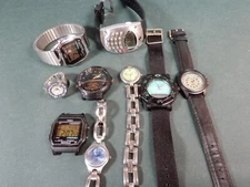 Nine Running Quartz Watches Shown Lorus Timex Fossil Casio Athletic Works