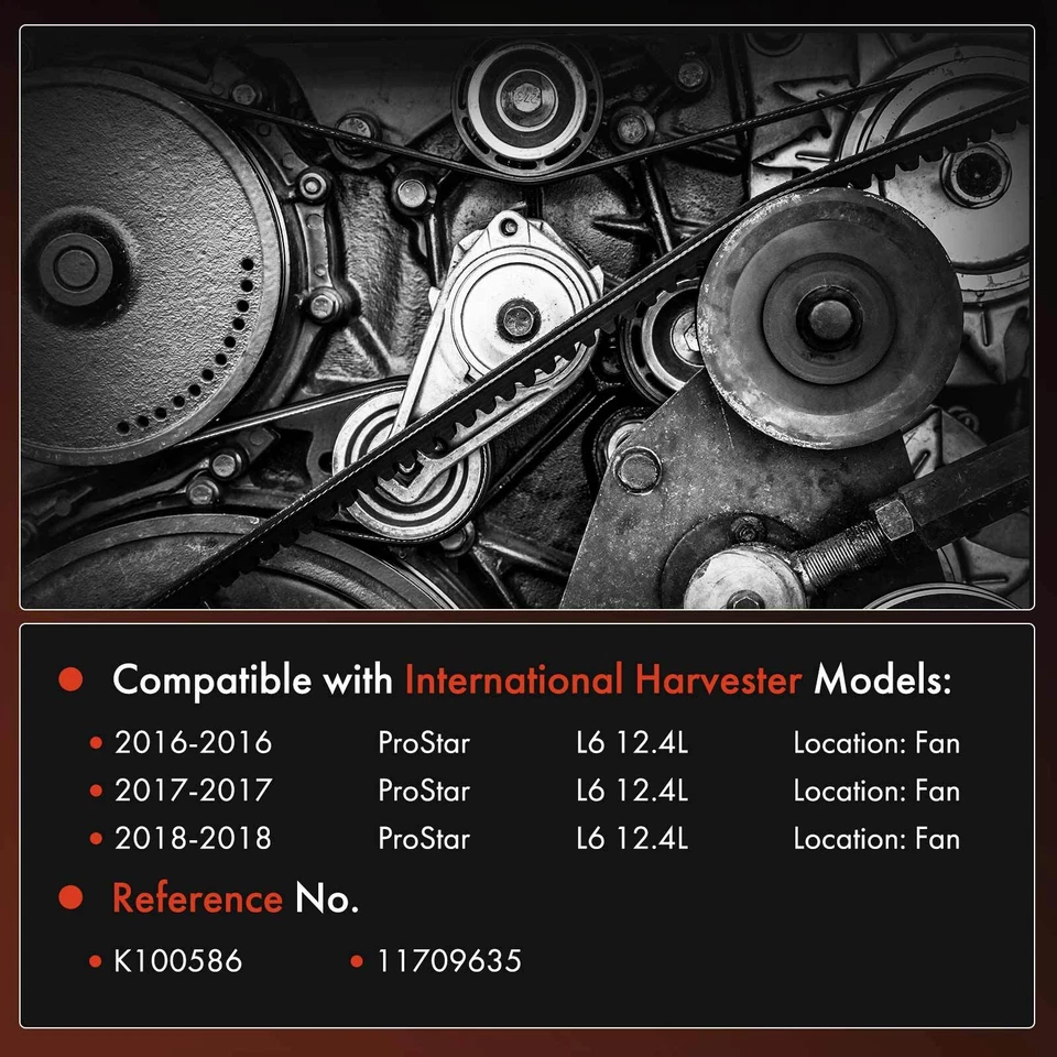 Cinturón serpentino ventilador 58,66 pulgadas para International Harvester ProStar 2016 2017 2018 Foto 2 de 4