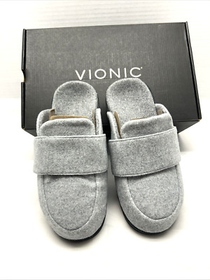 Vionic Gemma II Womens Slipper Mule Light Grey Flannel Size 5 in Box Excellent