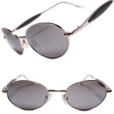 Mens Classic Exotic Vintage Deadstock Retro Style Oval Sunglasses Silver Frame