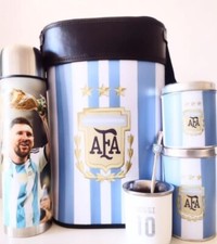 AFA 3 ESTRELLAS (2) MESSI - JUEGO con BOLSA Mate Bombilla + Azúcar + Yerbera + Termo