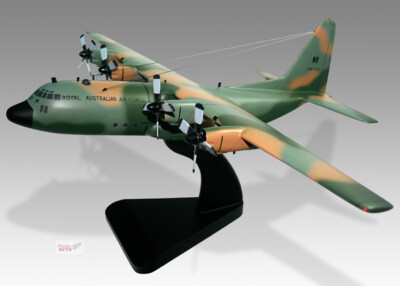Lockheed C-130H Hercules RAAF Camouflaged Mahogany Wood Handcrafted Model