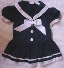 Vtg-Pretty as a Picture-Baby Girls-Sailor Navy Blue White Tie Photo Dress-2T