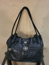 Brighton Large Gray Shoulder Croc.Embossed Leather Handbag. New Without Tag.