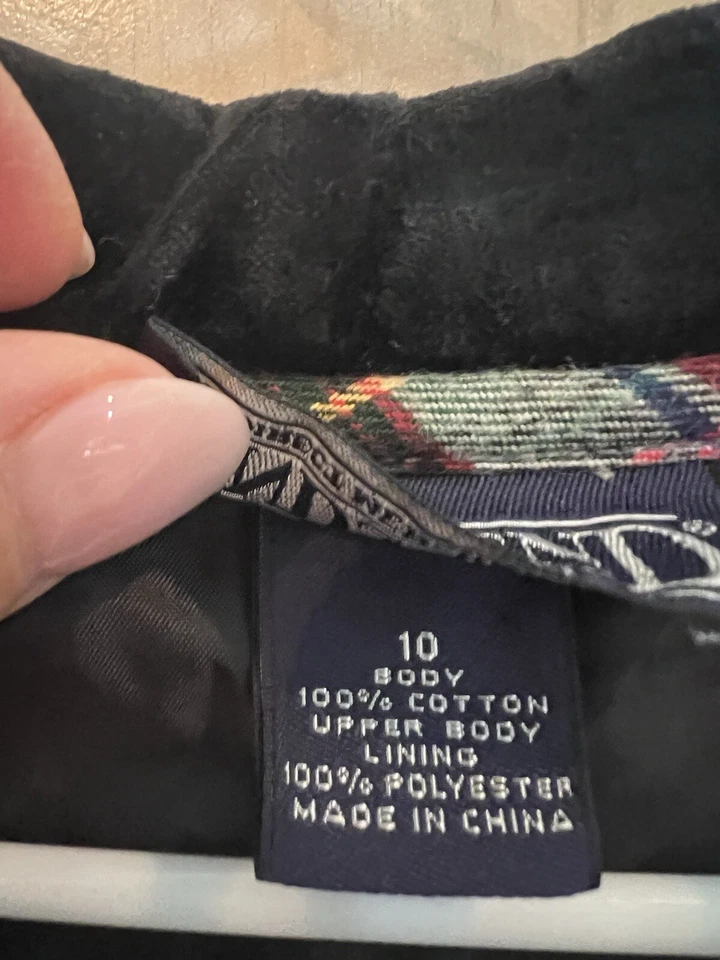 Land End Girls Dress Size 10 Plaid Red & Black Velvet Collar & Cuffs EUC - Image 4 of 4