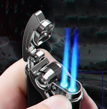 Jobon 2 Jet Dual Torch Lighter Cigar Lighter Gift for Dad/ for him in Black