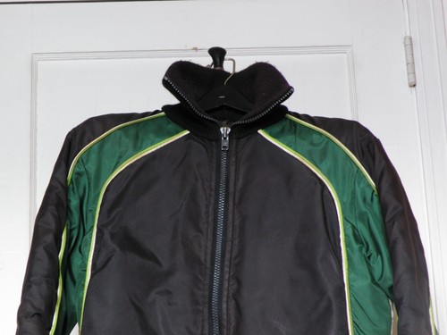 Vtg Arctic Cat Full Zip Snowmobile Jacket Color Block Black Green Mens Size Med - Picture 2 of 5